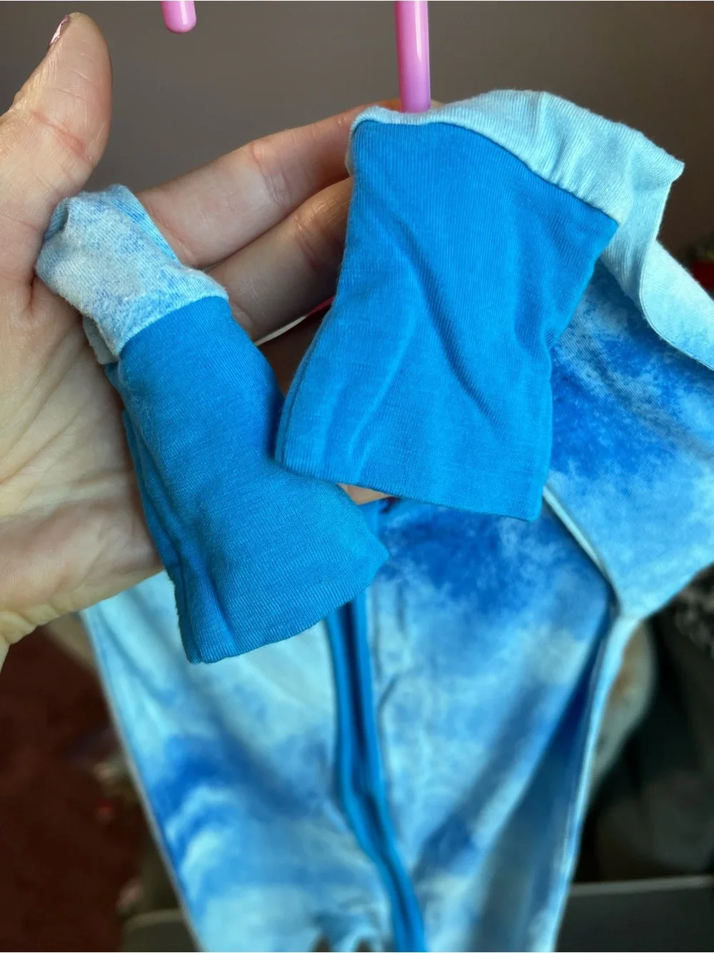 Little Sleepies Blue Watercolor Zippy Pajamas 3-6M GUC